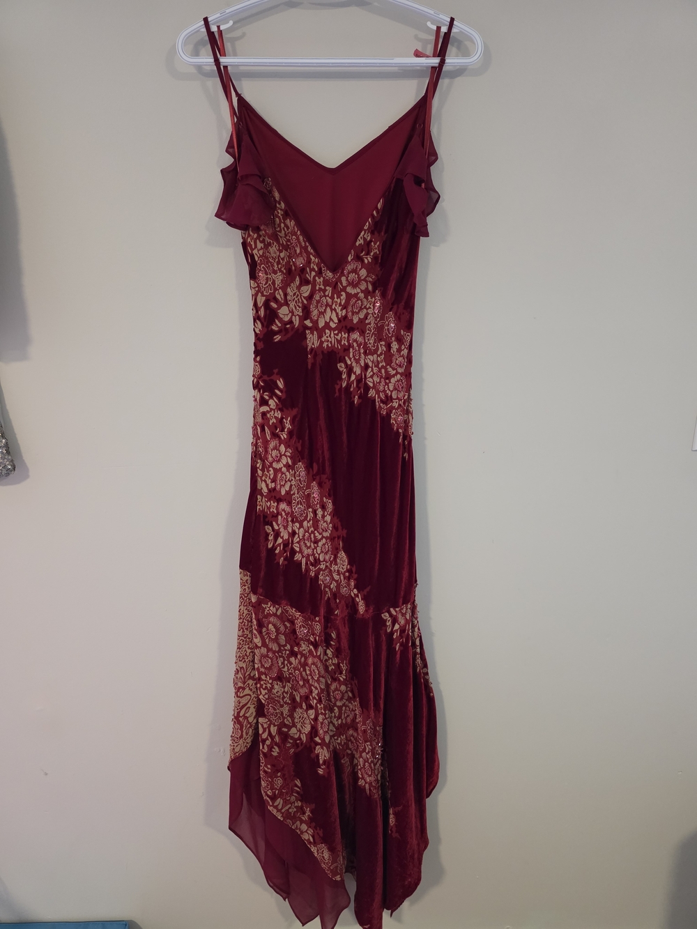VTG Sue Wong Nocturne 90s Y2K Devoré Velvet Silk Hankerchief Fairy Midi Dress - Picture 7 of 10